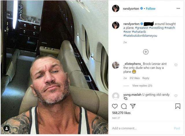 WWE兰迪·奥顿正面回应购置私人飞机的传闻:送葬者(The Undertaker)都发来短信祝贺 WWE兰迪·奥顿正面回应购置私人飞机的传闻:送葬者(The Undertaker)都发来短信祝贺