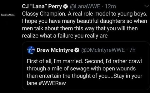 WWE推特事件！德鲁曾侮辱拉娜脏，朋克玩火自焚，佩奇称拉娜是sao货，沙利文贝基互撕...