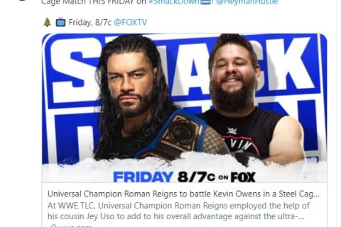 WWE环球冠军重赛！罗曼雷恩斯将在铁笼中与欧文斯正式一对一比赛
