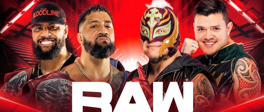 WWE RAW 第1523期:乌索兄弟在无可争议的 WWE 双打冠军赛中与雷尔父子战斗