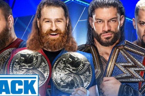 WWE SmackDown第1239期：凯文欧文斯和萨米辛与罗曼雷恩斯和索罗西科亚面对面