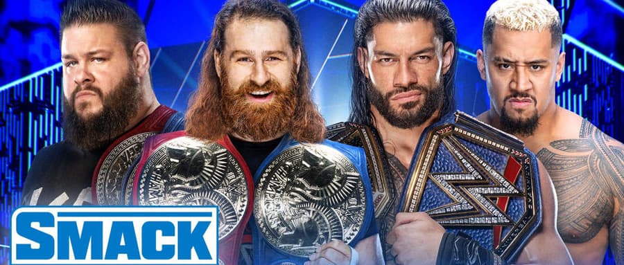 WWE SmackDown第1239期:凯文欧文斯和萨米辛与罗曼雷恩斯和索罗西科亚面对面