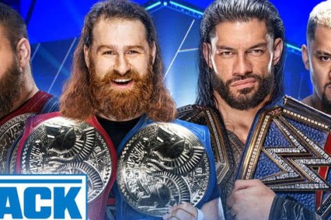 WWE SmackDown第1240期：罗曼雷恩斯和索洛西科亚突袭KO秀，冠军之夜大赛前面对面