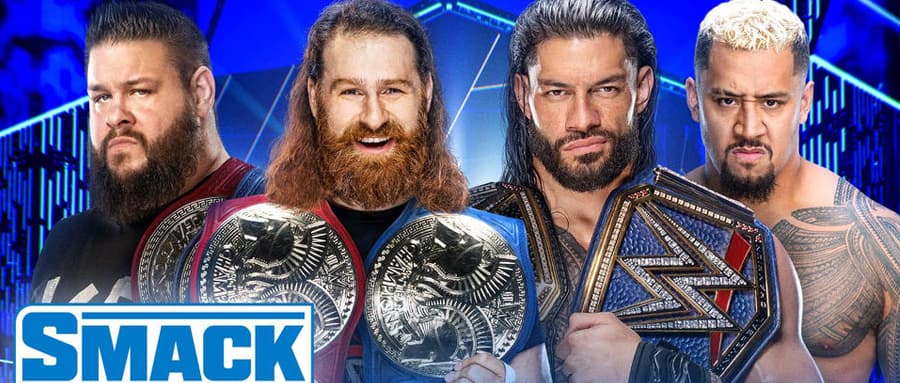 WWE SmackDown第1240期:罗曼雷恩斯和索洛西科亚突袭KO秀,冠军之夜大赛前面对面