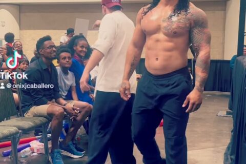 WWE惊现”高仿”罗曼·雷恩斯，连明星都看傻眼！