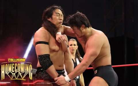 AEW国际冠军近藤健介（Konosuke Takeshita）成功击败了挑战者柴田胜赖（Katsuyori Shibata）