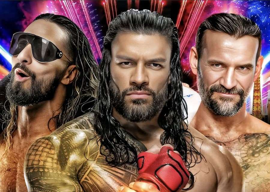 罗曼·雷恩斯(Roman Reigns)、赛斯·罗林斯(Seth Rollins)和CM朋克(CM Punk)