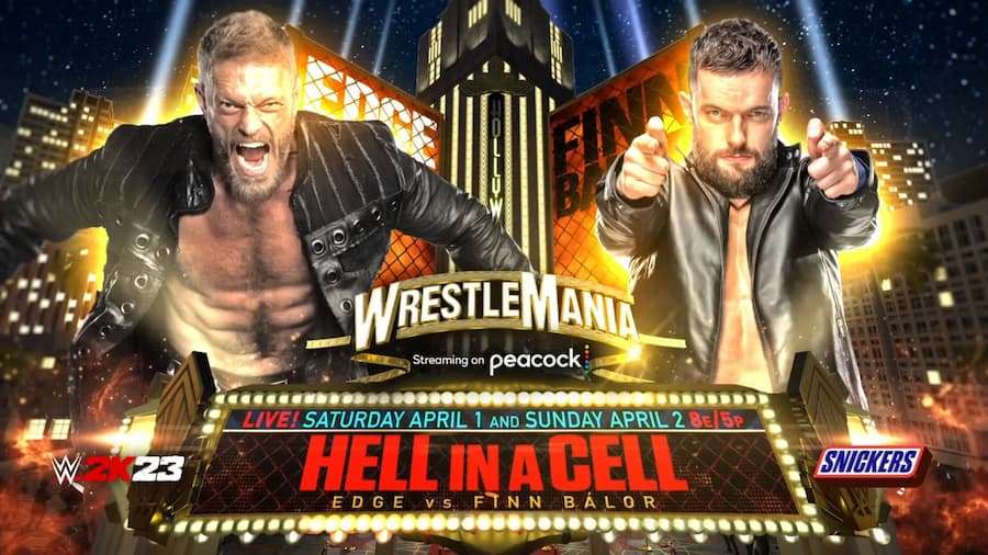 摔角狂热大赛39》（WrestleMania 39）中，一场“地狱金属对决”（Hell in a Cell）震撼登场——艾吉（Edge）对战恶魔版的芬·巴洛尔（Finn Balor）