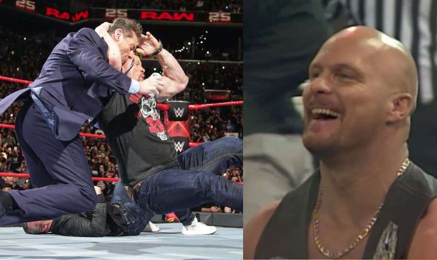 冷石史蒂夫·奥斯汀(“Stone Cold” Steve Austin)与文斯·麦克曼(Vince McMahon)