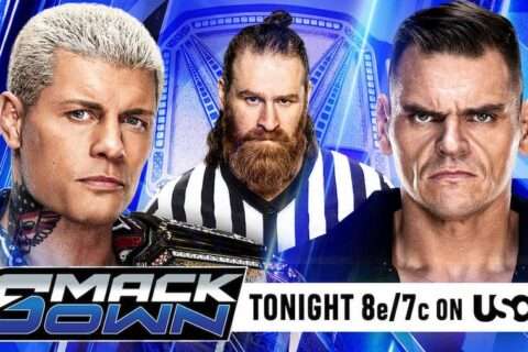 【已更新】WWE SmackDown第1400期：萨米辛干扰冠军赛，打翻科迪冈瑟和裁判